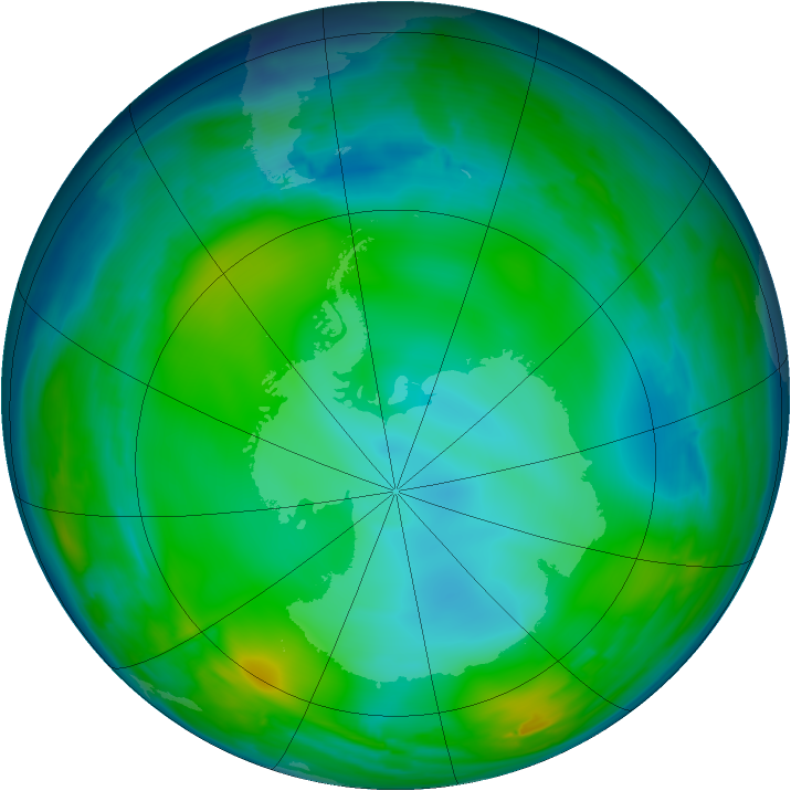 Antarctic ozone map for 04 July 2008